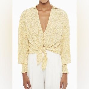 Faithfull The Brand Aira Knot Petra Snake Animal Print Button front Blouse